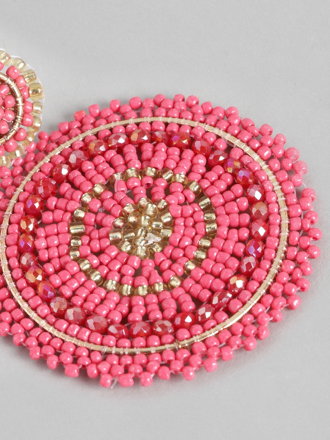 Pink Circular Drop Earrings