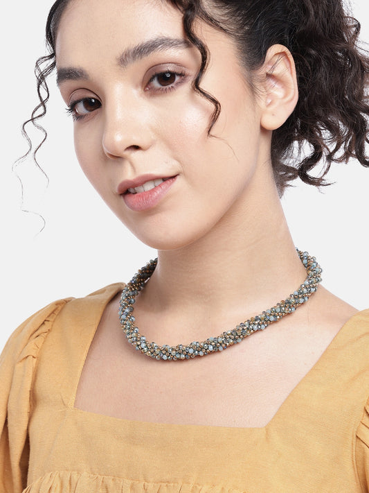 RICHEERA Blue & Gold-Toned Gold-Plated Necklace