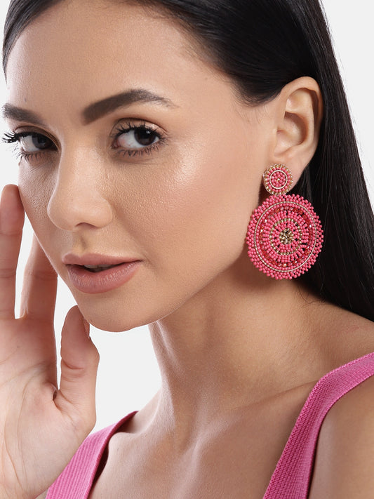 Pink Circular Drop Earrings
