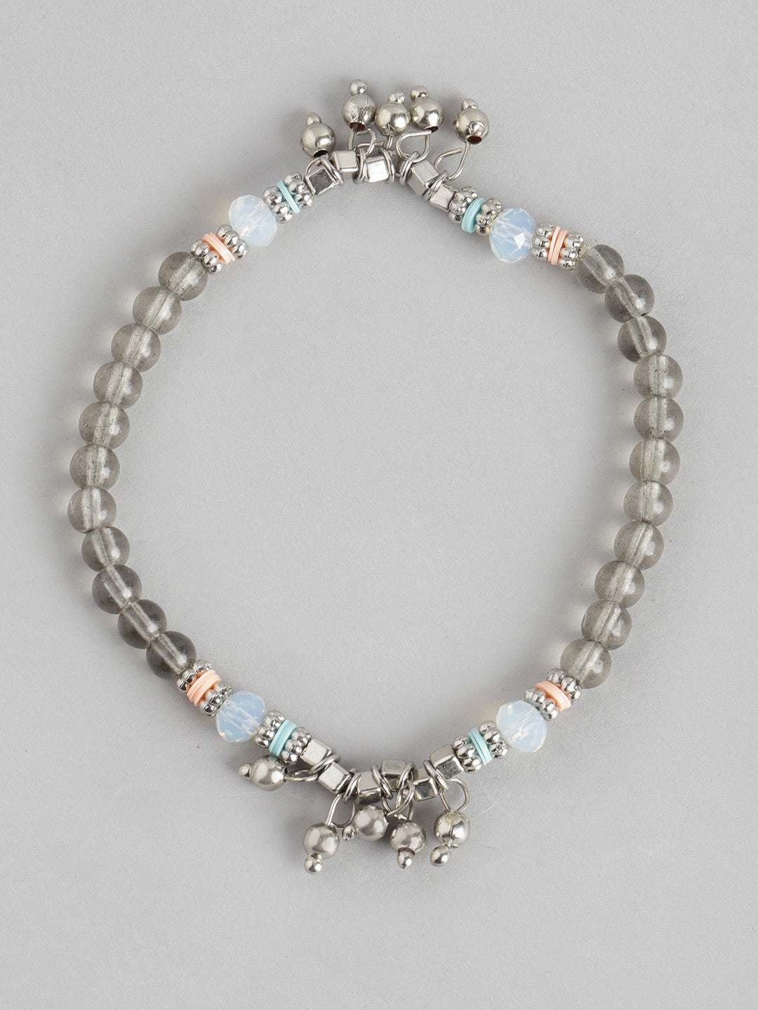 Women Set of 10 Silver-Toned & Off White Silver-Plated Armlet Bracelet
