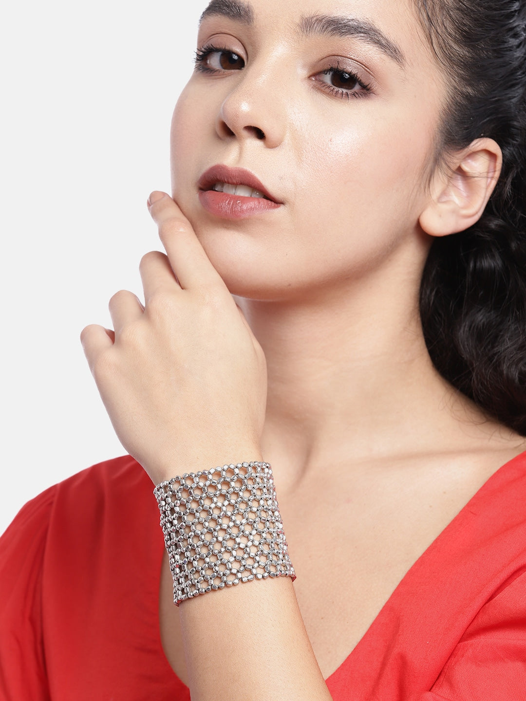 RICHEERA Women Silver-Plated Elasticated Bracelet - Richeera