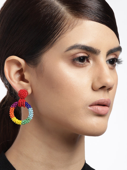 Multicoloured Circular Drop Earrings