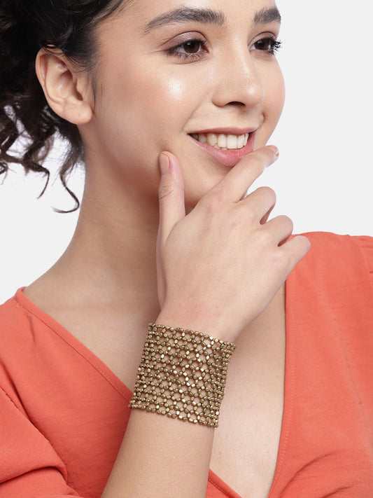 RICHEERA Women Gold-Plated Cuff Bracelet