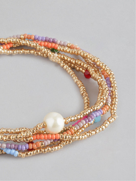 Women Set of 6 Gold-Toned & Blue Gold-Plated Armlet Bracelet