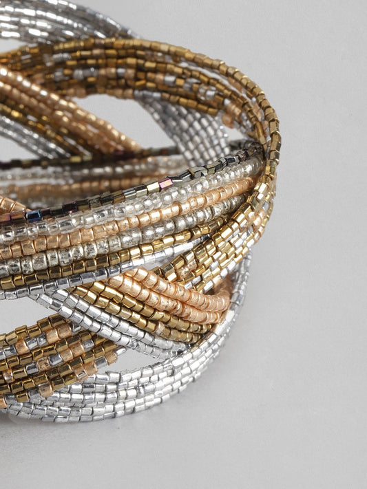 Women Gold-Toned & Silver-Toned Cuff Bracelet
