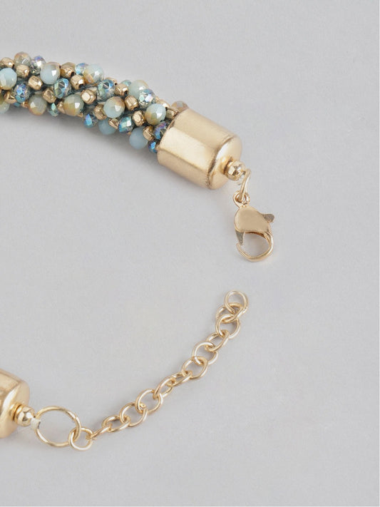 Women Gold-Plated & Blue Armlet Bracelet