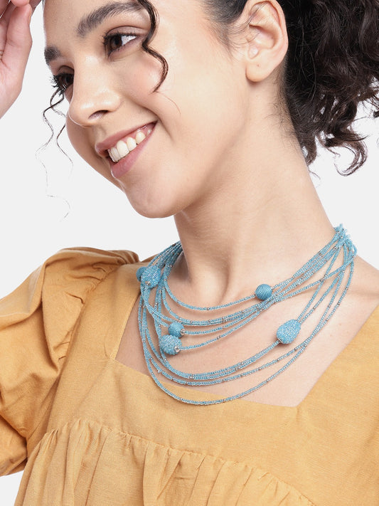 RICHEERA Blue Multi-Stranded Necklace