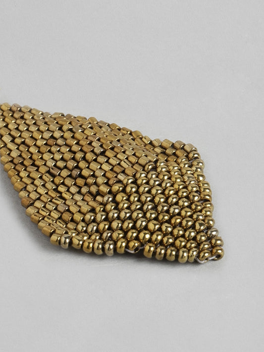 RICHEERA Gold-Toned Diamond Shaped Drop Earrings