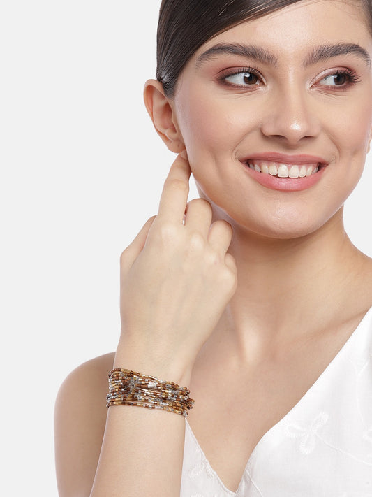 Women Gold-Toned & Silver-Toned Multistrand Bracelet