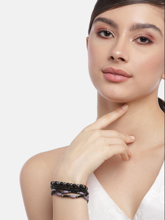 Women Blue & Black Multistrand Bracelet