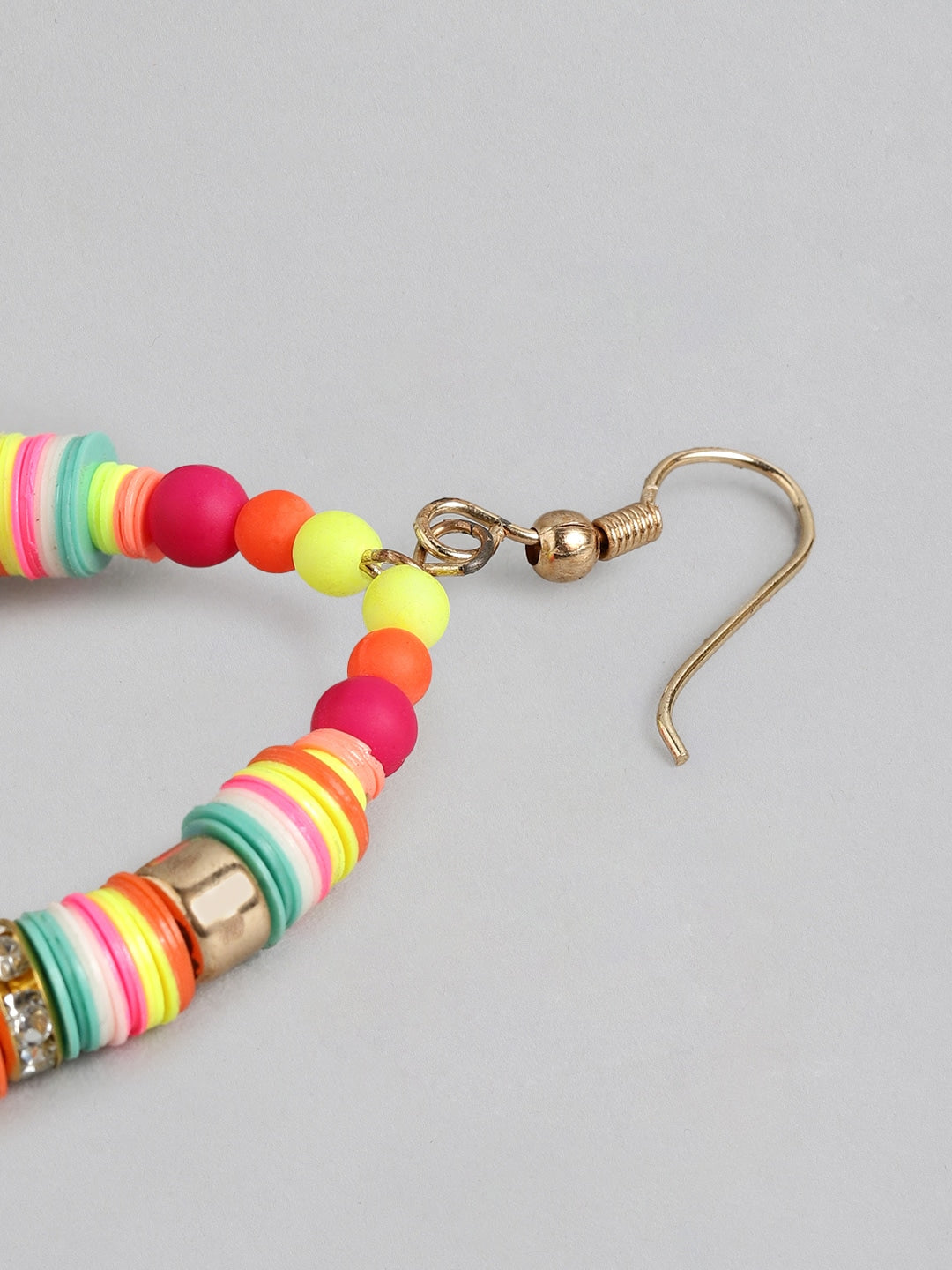 Pink & Gold-Toned Circular Drop Earrings