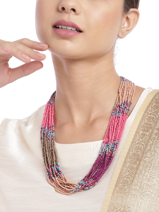 Pink & Purple Beaded Statement Necklace