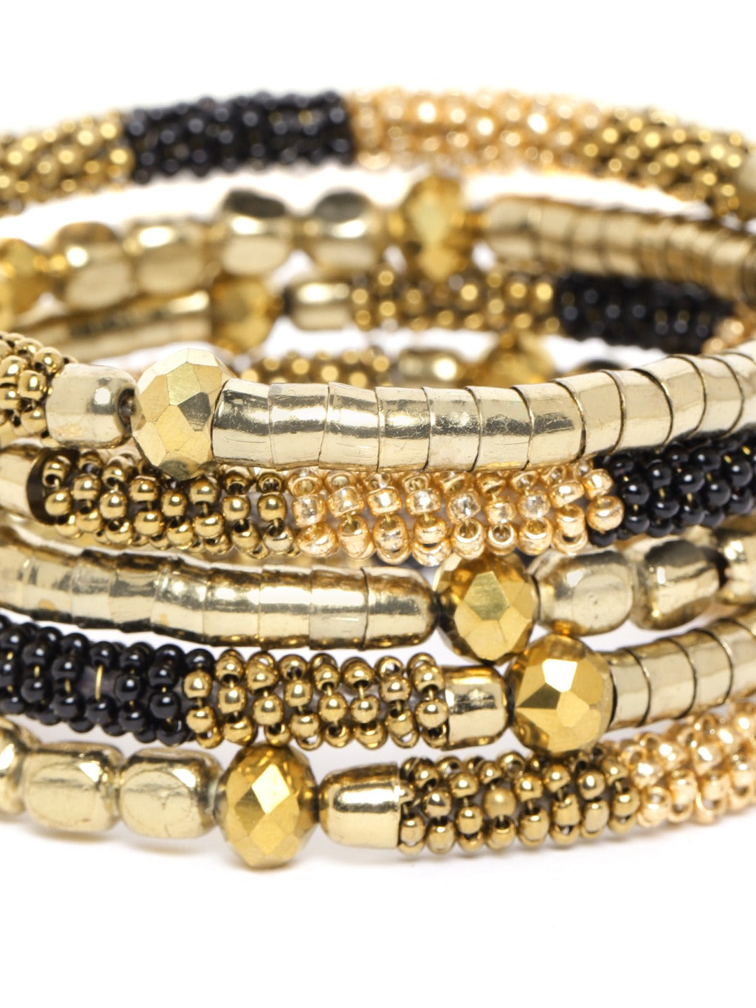 Black Gold-Plated Beaded Coil Spring Bracelet