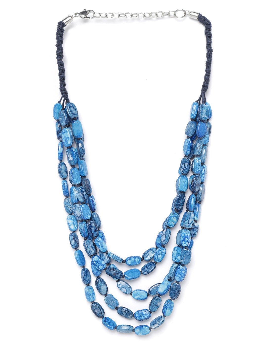 Blue Beaded Layered Necklace