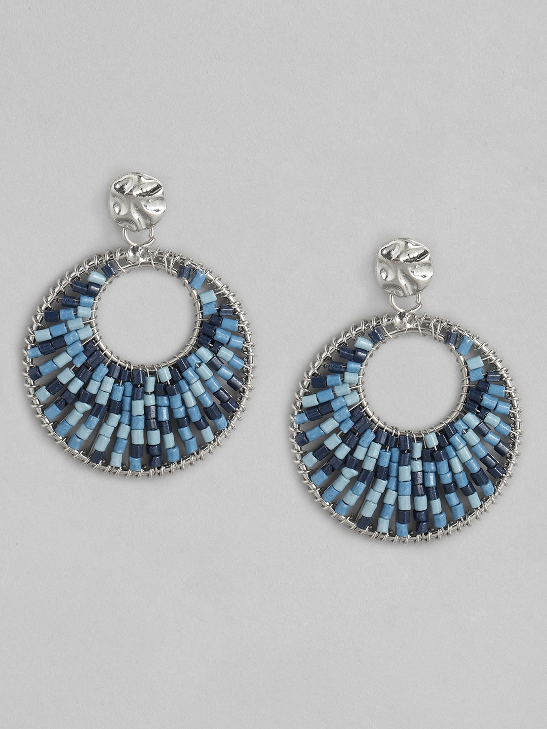 Blue Circular Drop Earrings