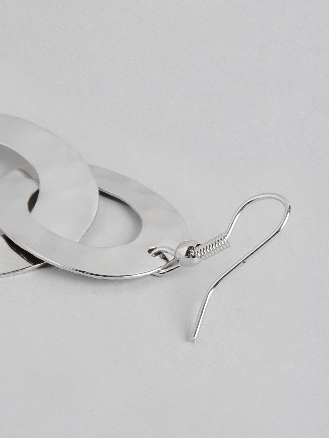 Silver-Plated Oval Drop Earrings