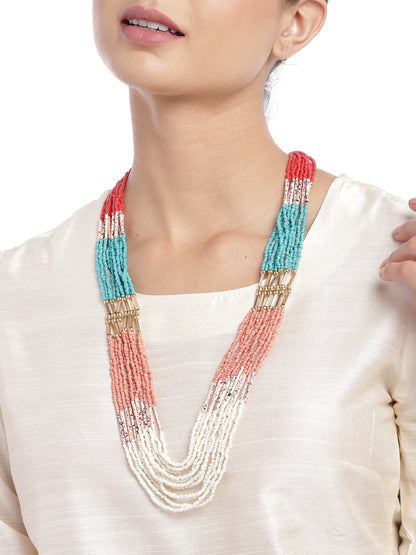 Multicoloured Artificial Beaded Gold-Plated Necklace