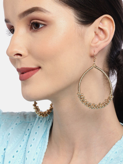 Gold-Toned Oval Drop Earrings