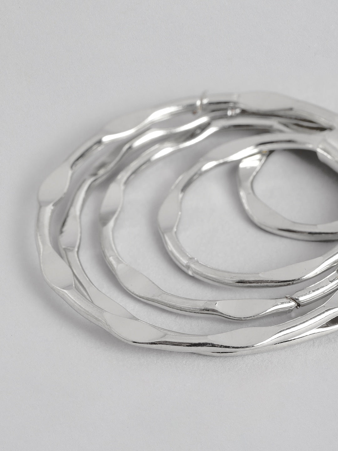 Silver-Plated Circular Drop Earrings