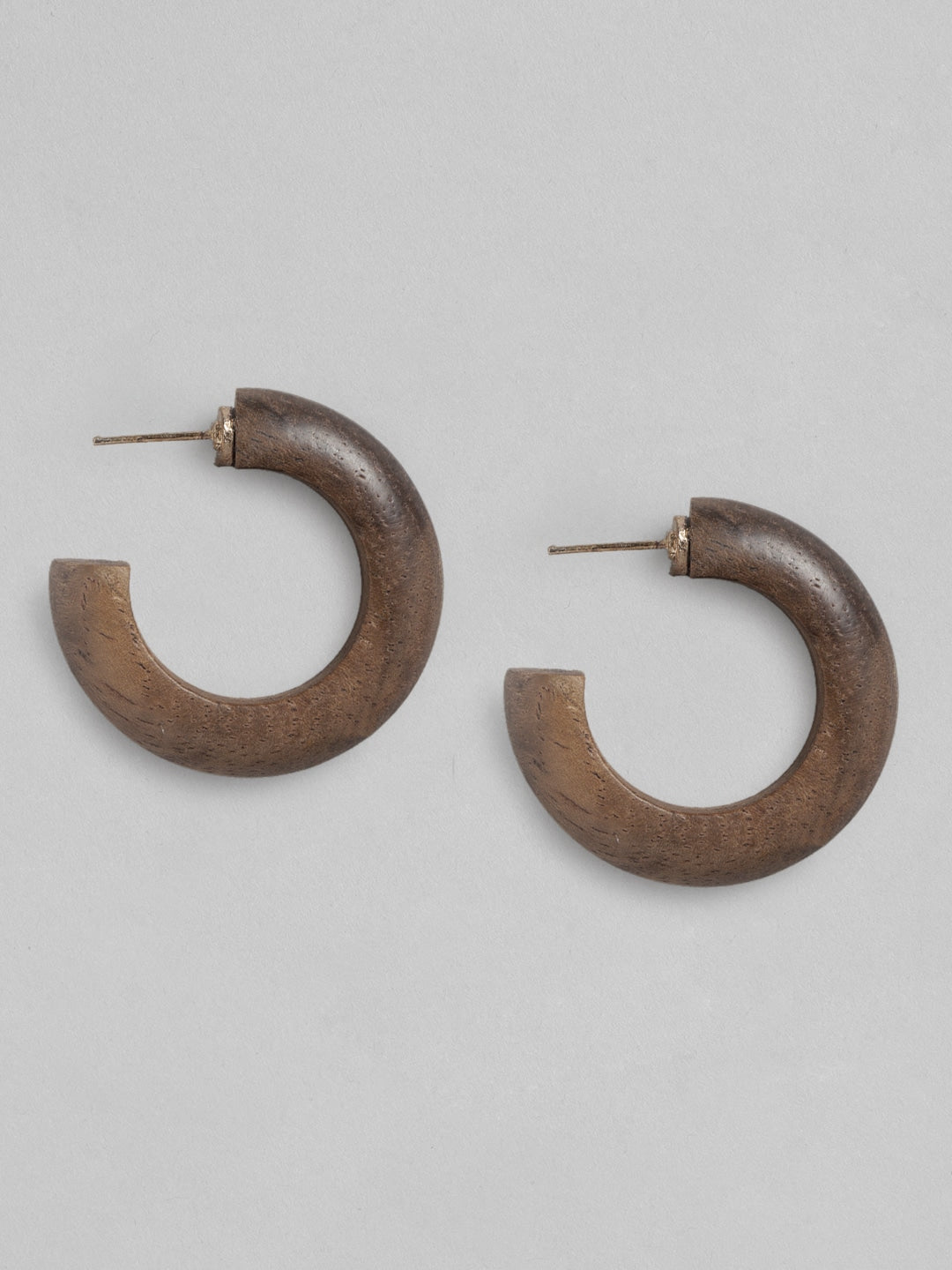 Brown Circular Half Hoop Earrings