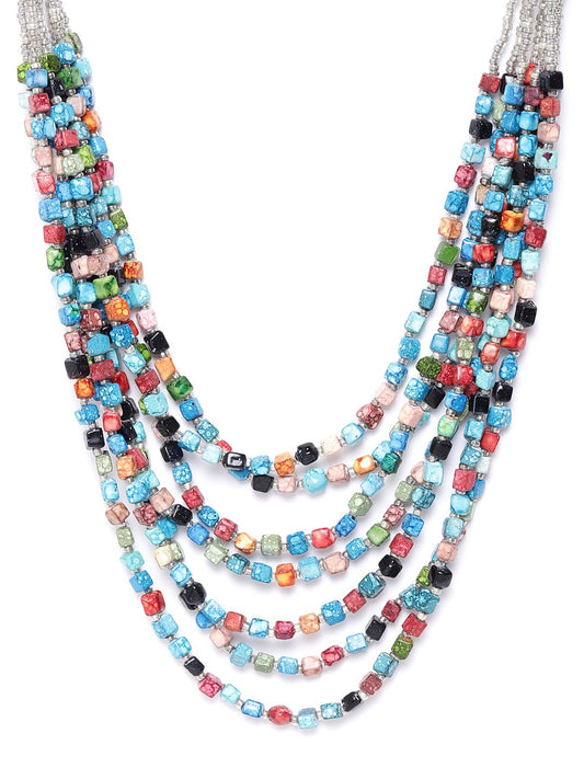 Multicoloured Glass Beaded Layered Necklace
