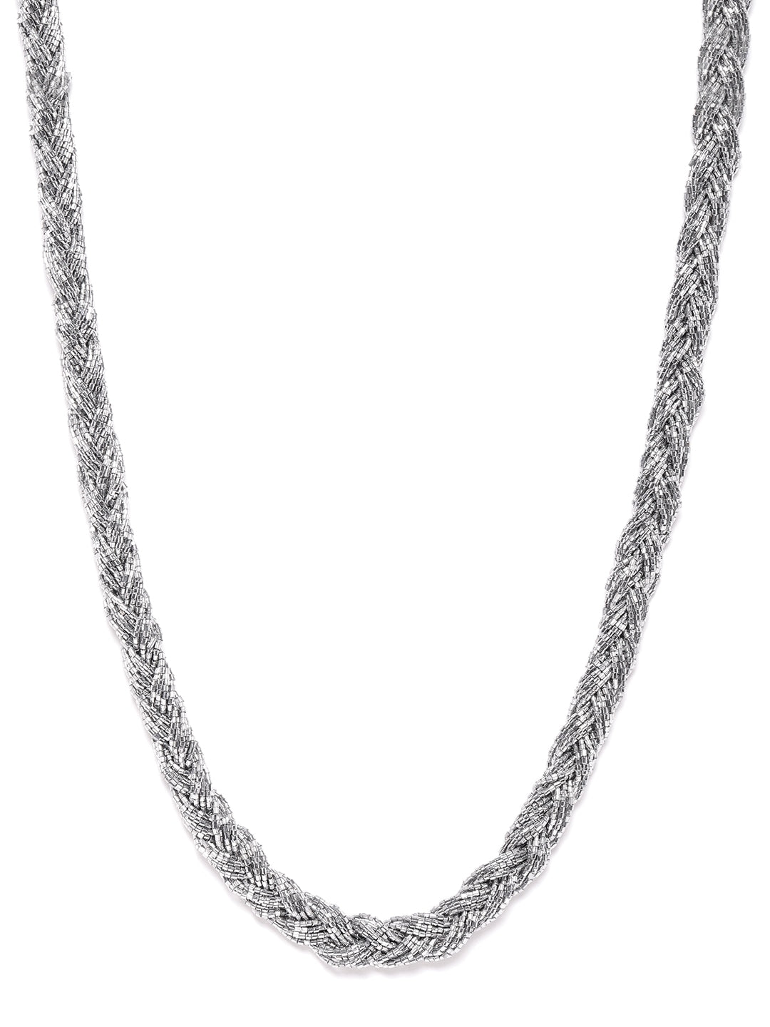 RICHEERA Women Silver-Toned Artificial Beaded Braided Necklace
