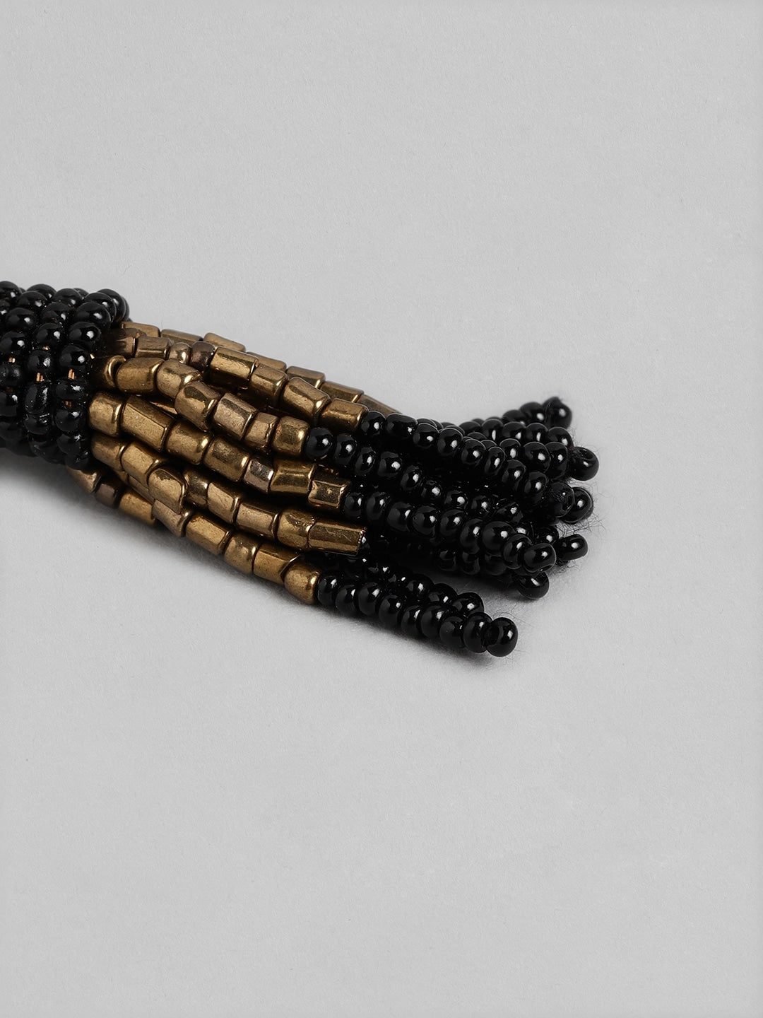 Black & Gold-Toned Contemporary Drop Earrings