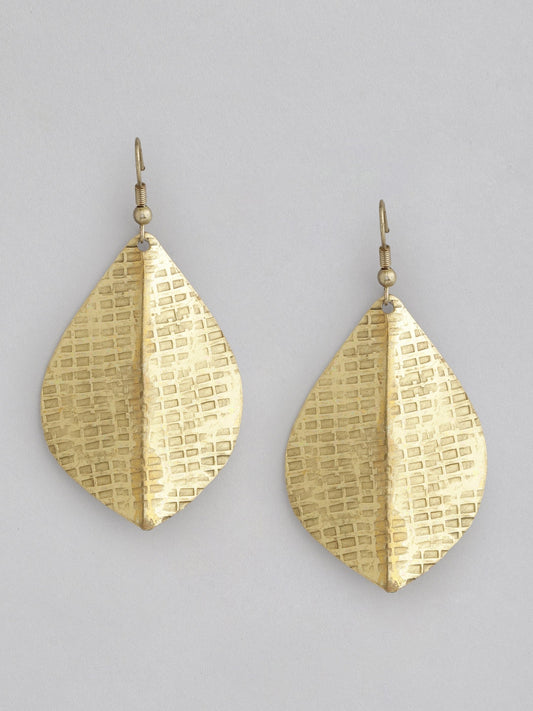 Gold-Plated Leaf Shaped Drop Earrings