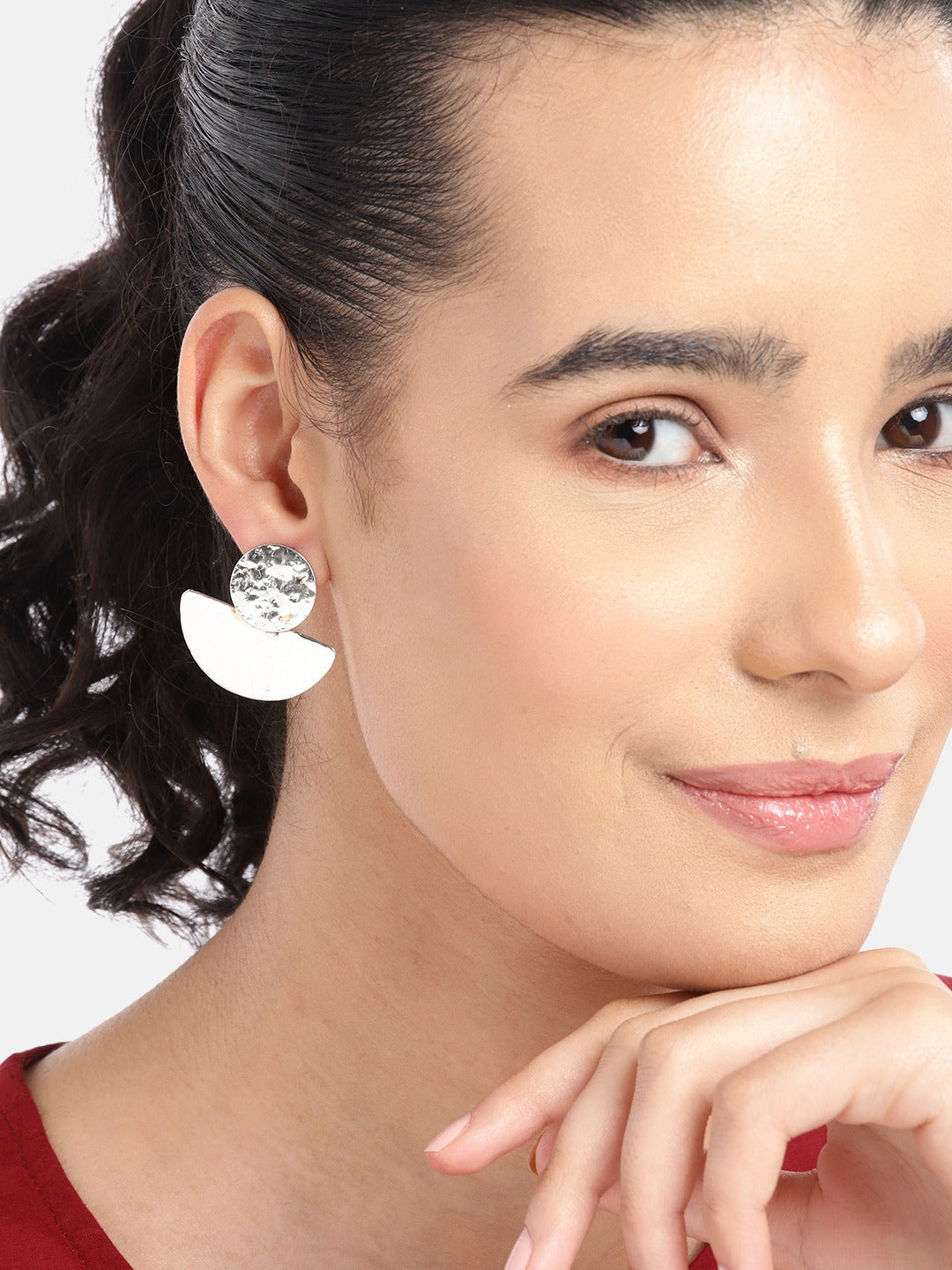 Silver-Plated Geometric Drop Earrings