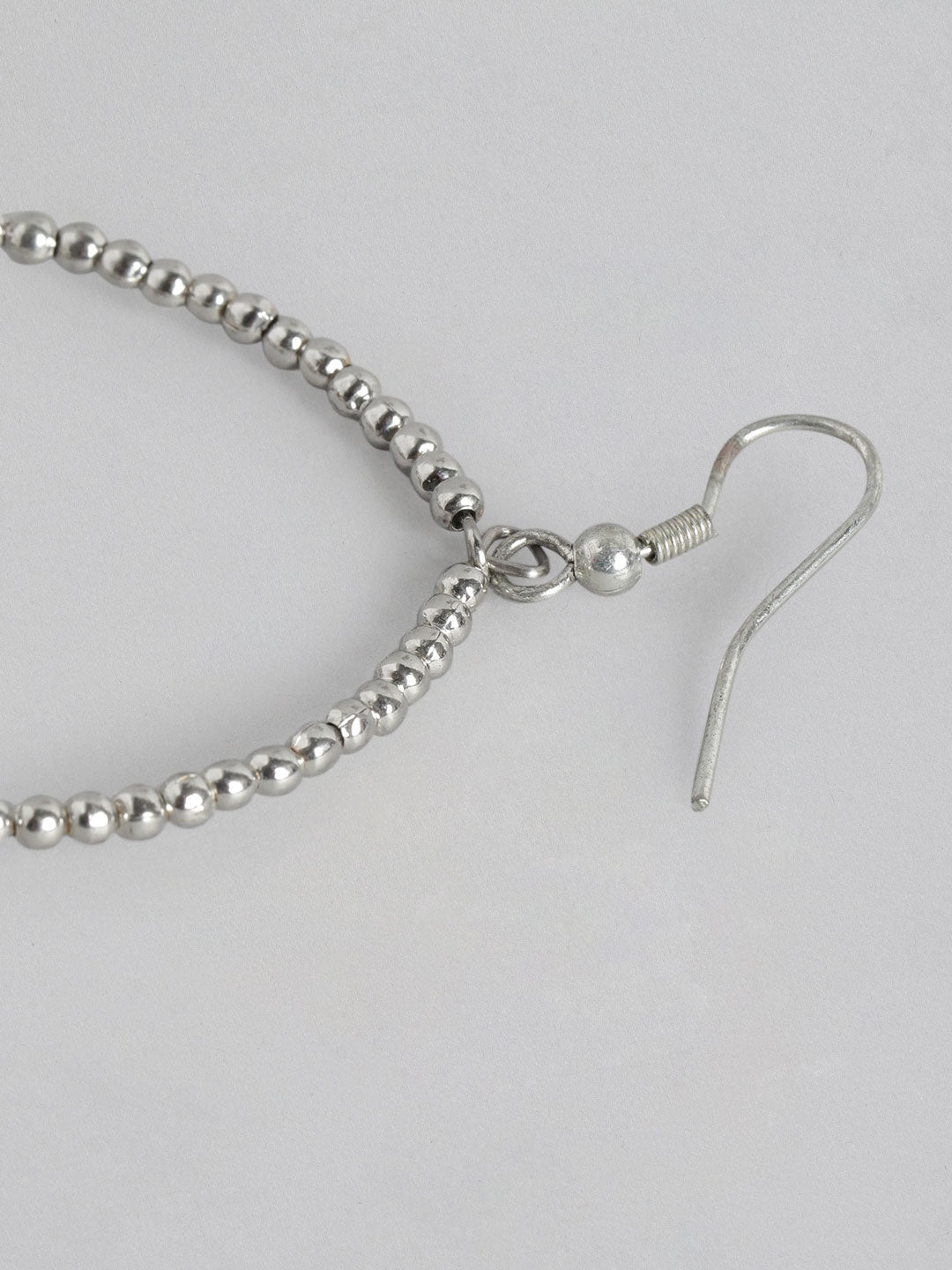 Silver-Toned Circular Drop Earrings