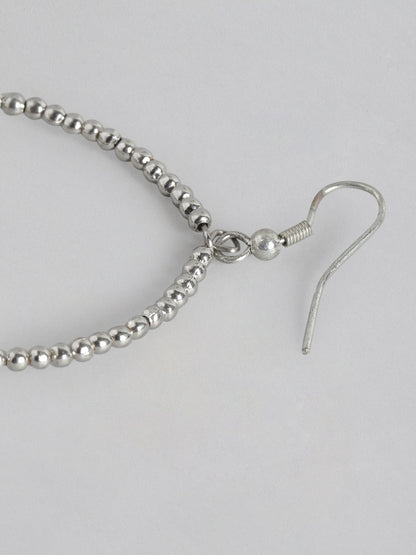 Silver-Toned Circular Drop Earrings