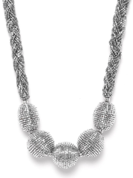 Women Silver-Plated Beaded Necklace