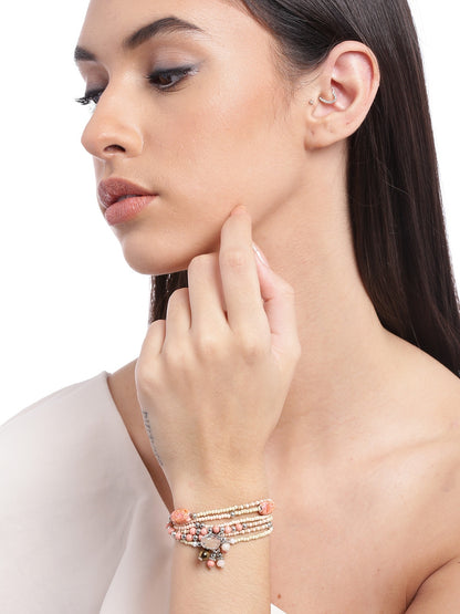 Women Pink & Silver-TonedWraparound Bracelet