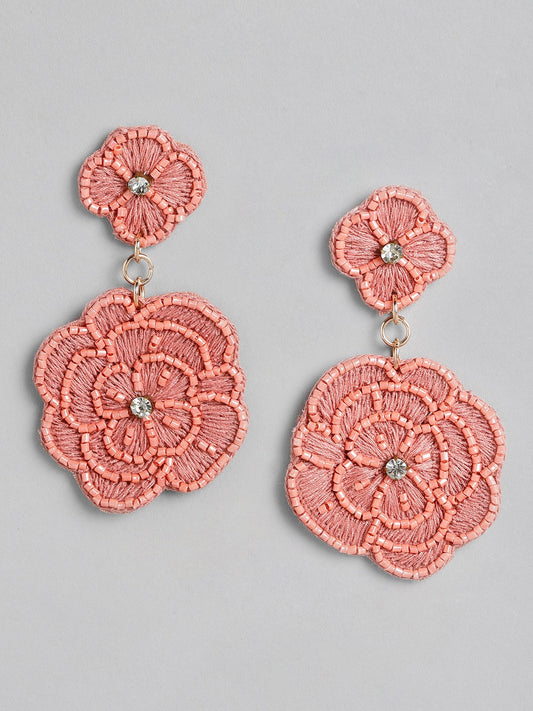 Pink Floral Drop Earrings