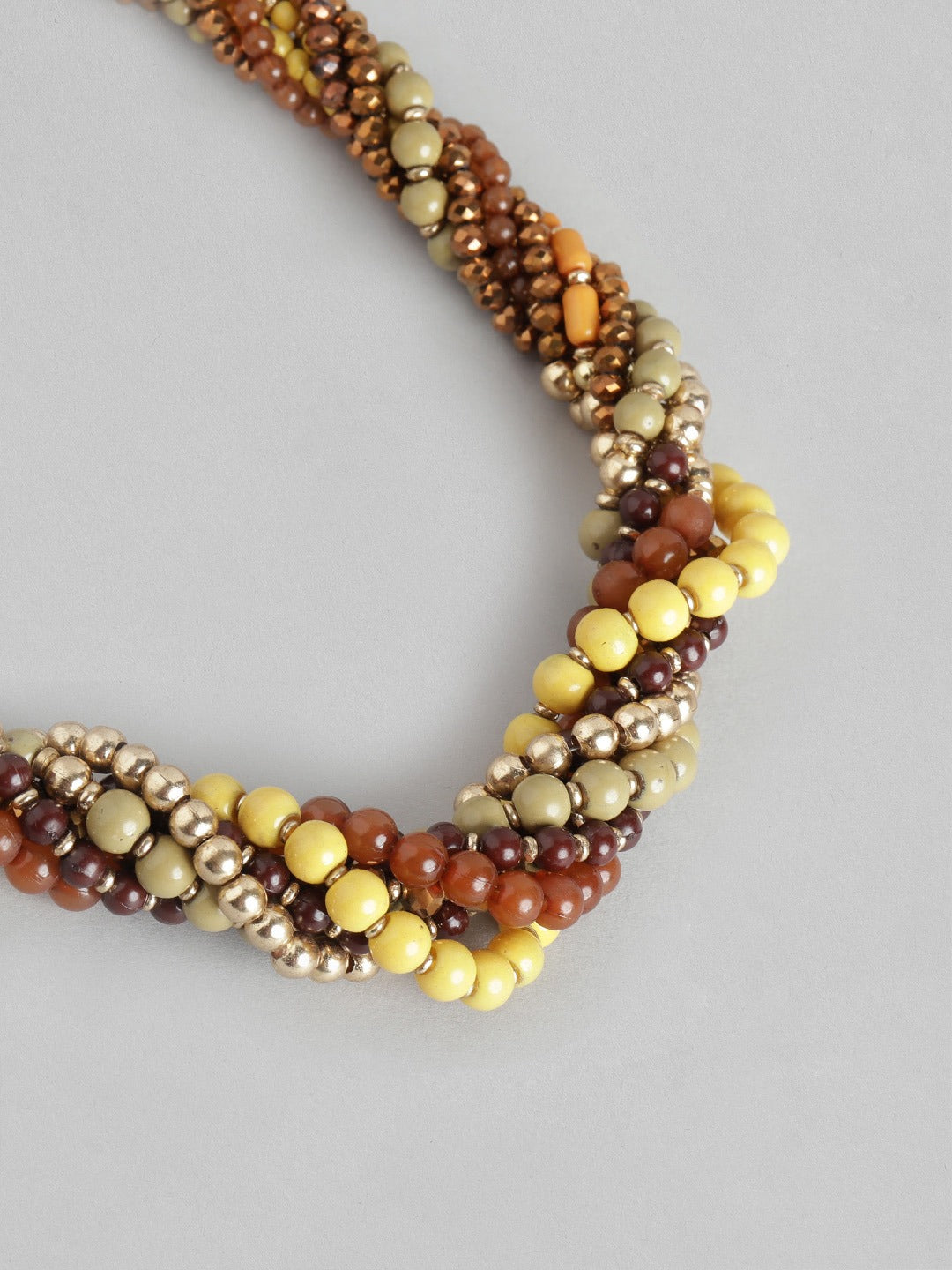 Yellow & Brown Beaded Necklace