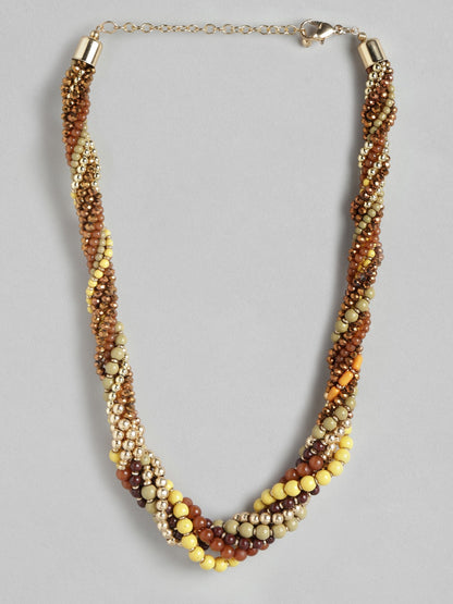 Yellow & Brown Beaded Necklace