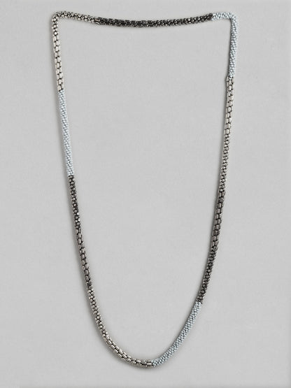 Silver-Toned & Grey Artificial Beads Necklace