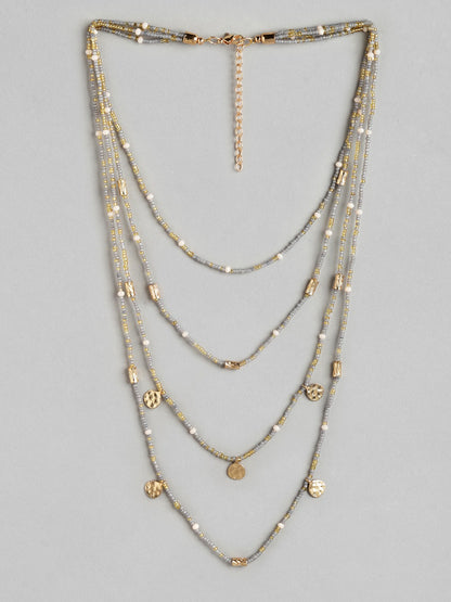 Grey Gold-Plated Layered Necklace