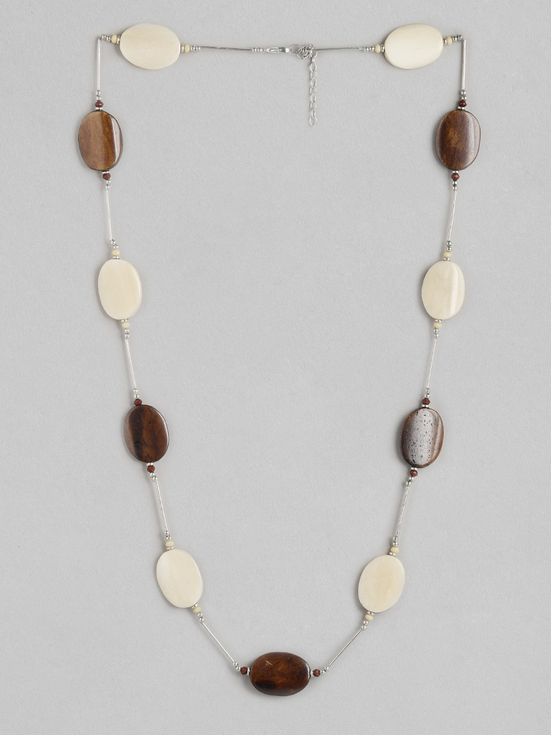 Beige & Brown Silver-Plated Necklace