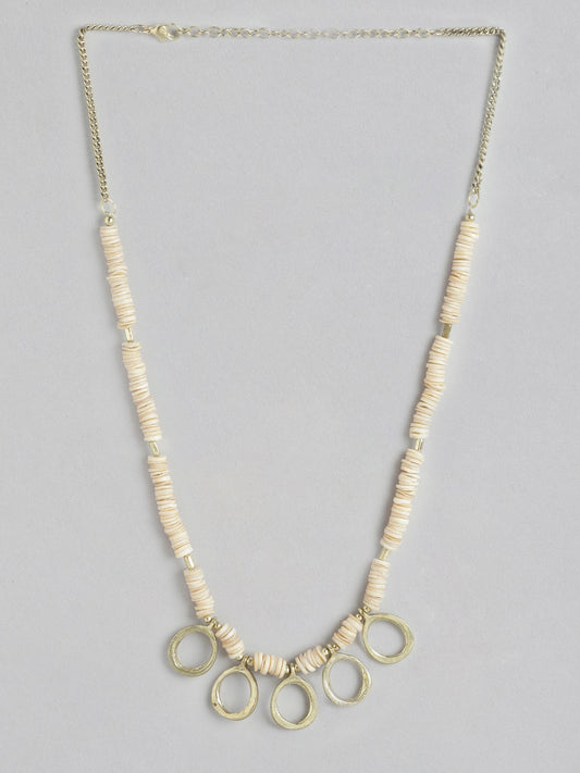 Beige & Gold-Toned Beaded Necklace