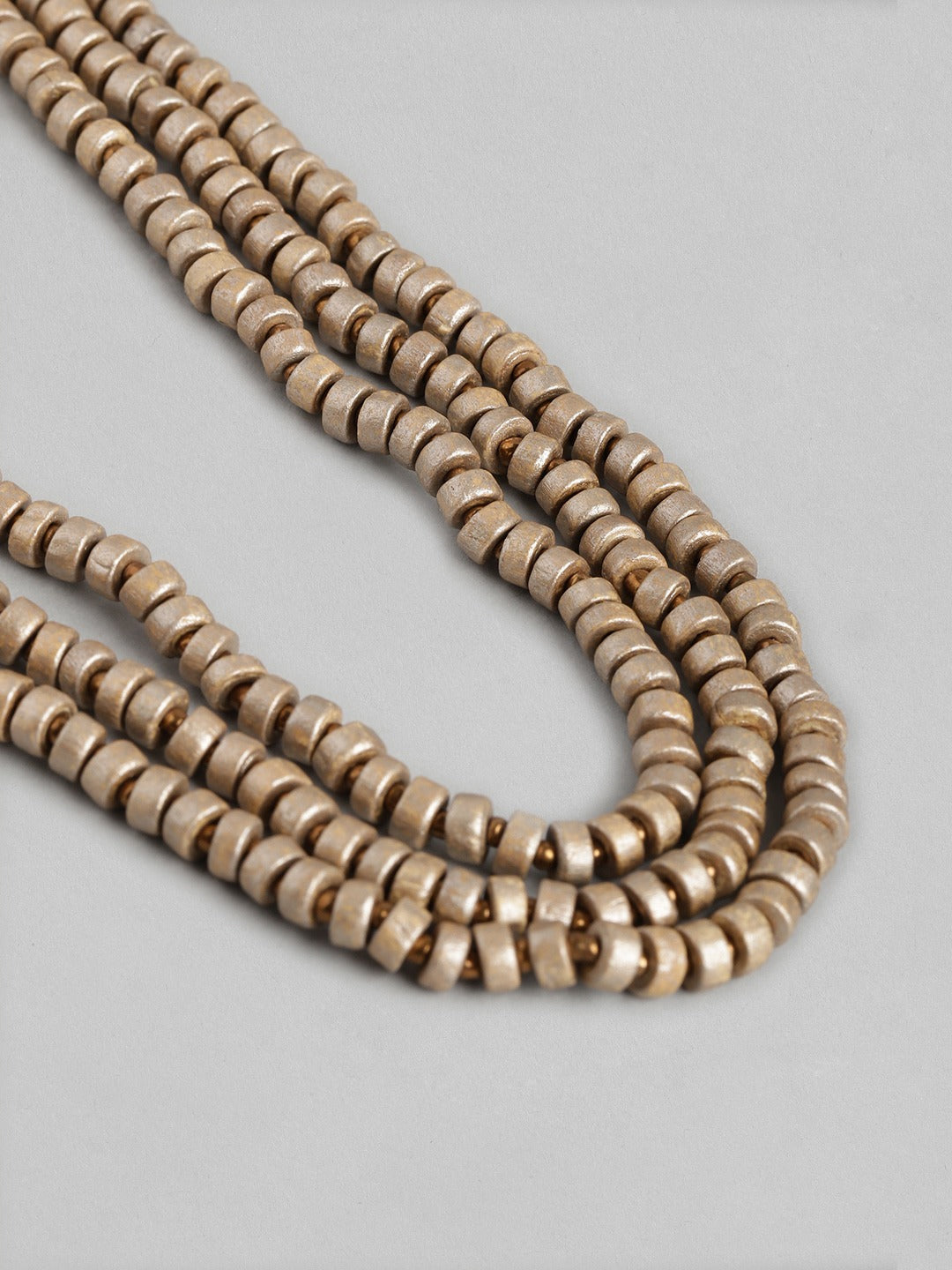 Gold-Toned & Beige Layered Necklace