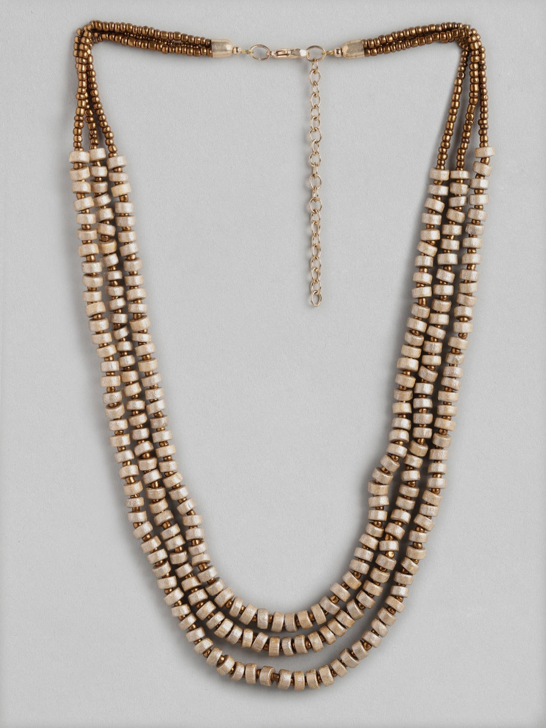 Gold-Toned & Beige Layered Necklace