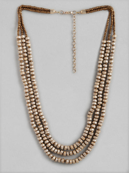 Gold-Toned & Beige Layered Necklace