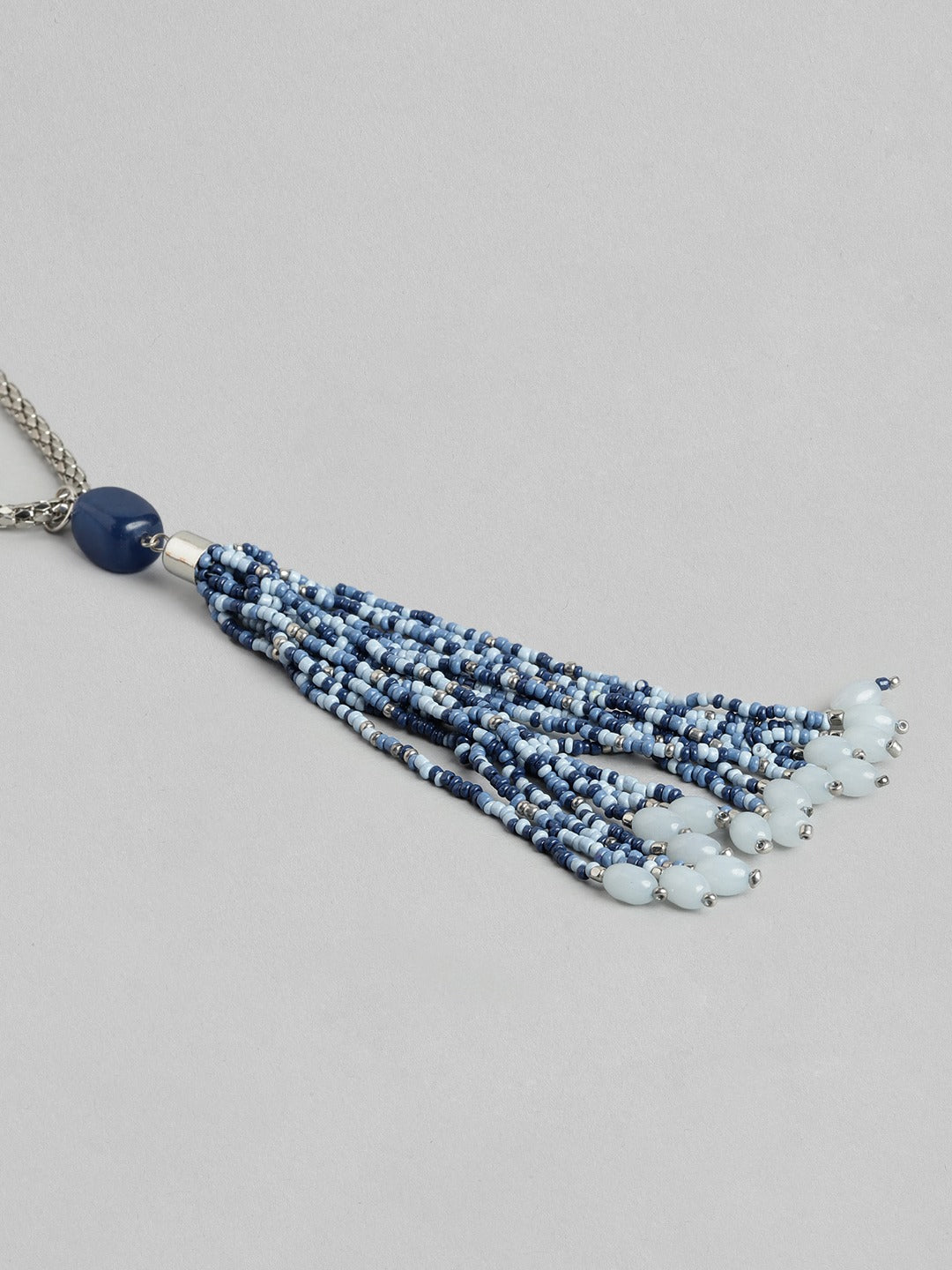Blue & Silver-Toned Silver-Plated Necklace