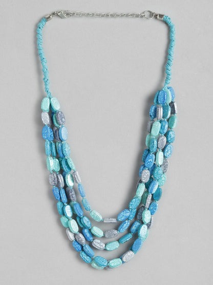 Blue Artificial Beads Layered Necklace