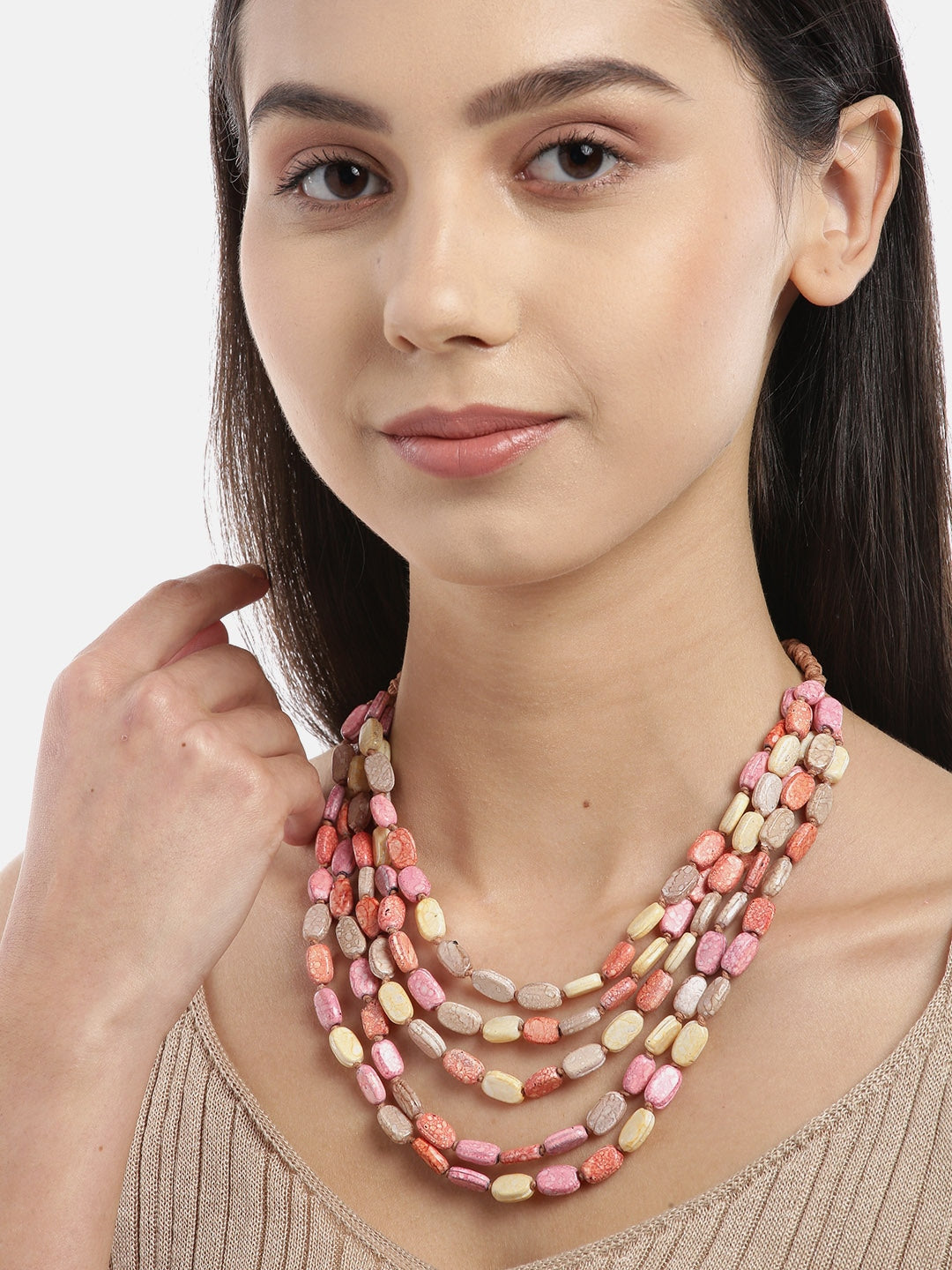 Multicoloured Beaded Layered Necklace