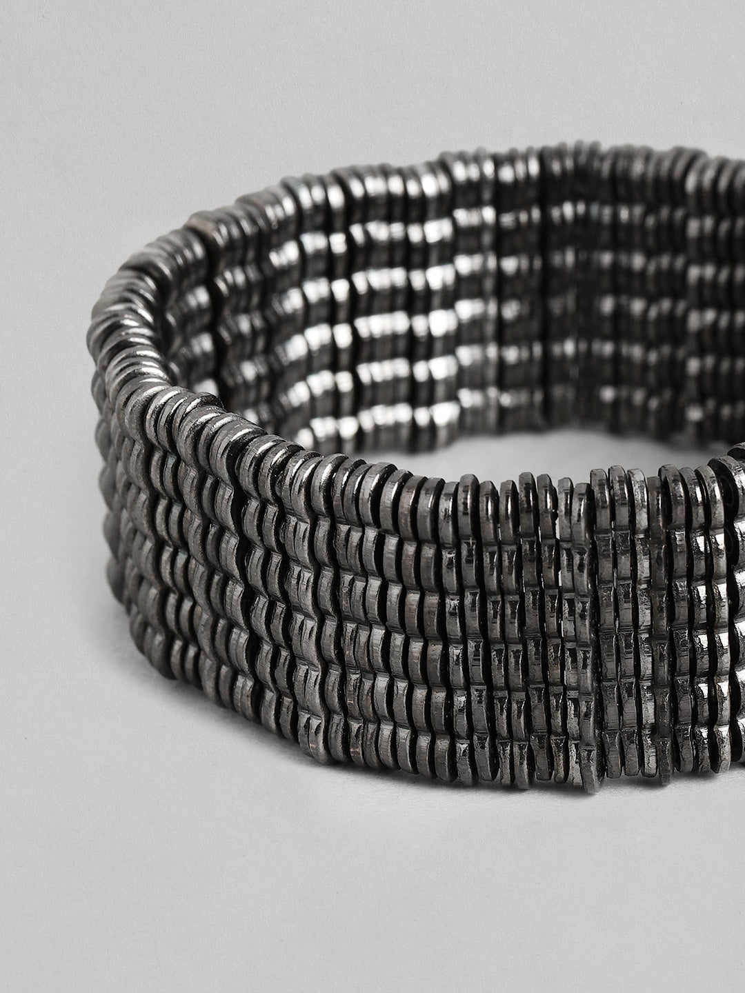 Women Gunmetal-Toned Elasticated Bracelet