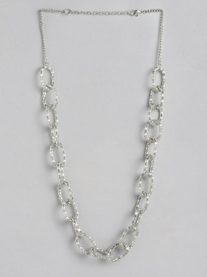 Silver-Plated Linked-Chain Design Necklace