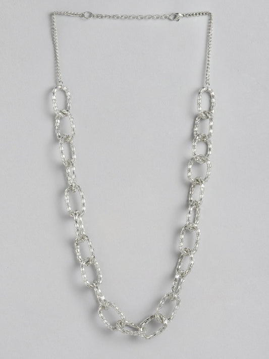 Silver-Plated Linked-Chain Design Necklace