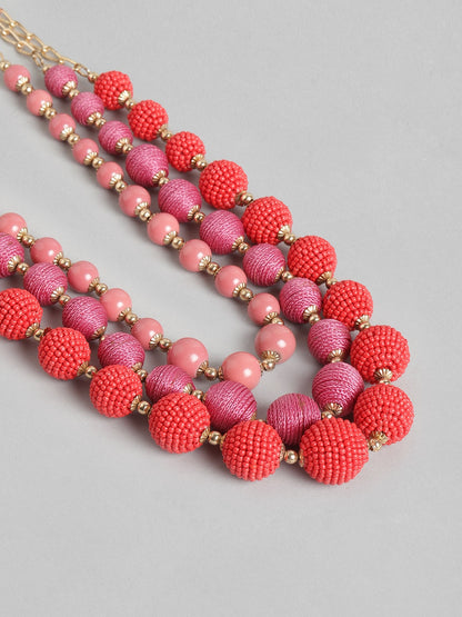 Pink & Red Gold-Plated Layered Necklace